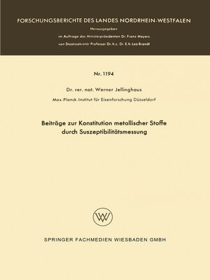 cover image of Beiträge zur Konstitution metallischer Stoffe durch Suszeptibilitätsmessung